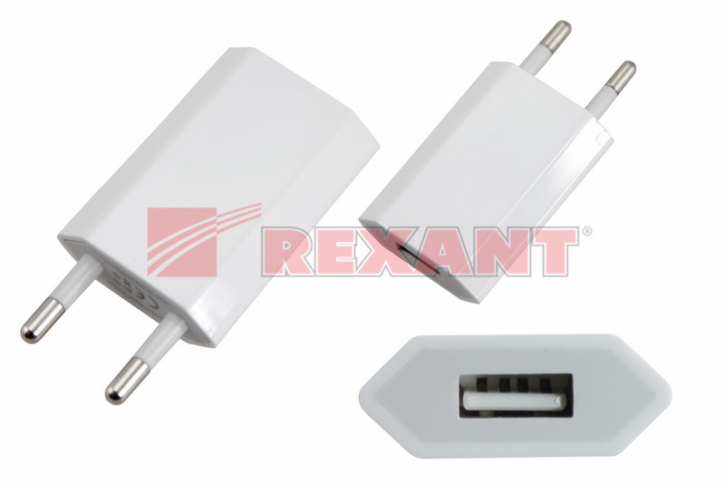 Сетевое зарядное устройство iPhone/iPod USB белое (СЗУ) (5 V, 1000 mA) REXANT Сетевое зарядное устройство iPhone/iPod USB белое (СЗУ) (5 V, 1000 mA) REXANT